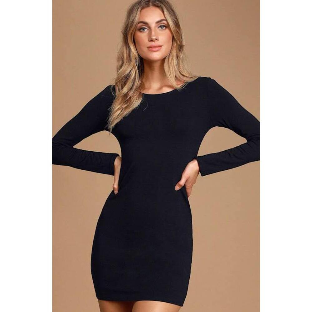 Lulus Comeback Baby Black Bodycon Mini Dress - Size XS